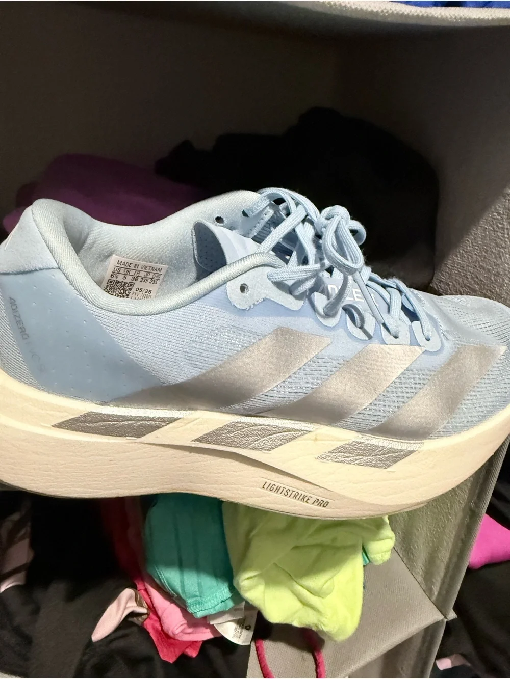 adidas Light Blue Women's Running Shoes with Silver Stripes